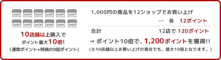 10店舗以上購入でポイント最大10倍!(通常ポイント+特典の9倍ポイント)
