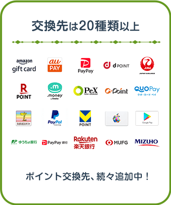 交換先は20種類以上