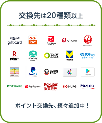 交換先は20種類以上